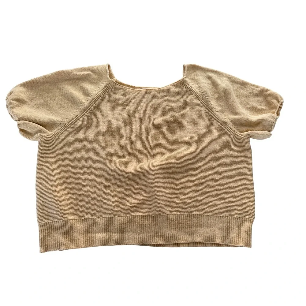 LC Lauren Conrad Pale Yellow Knit Short Sleeve‎ Puff Sleeve Sweater XL
